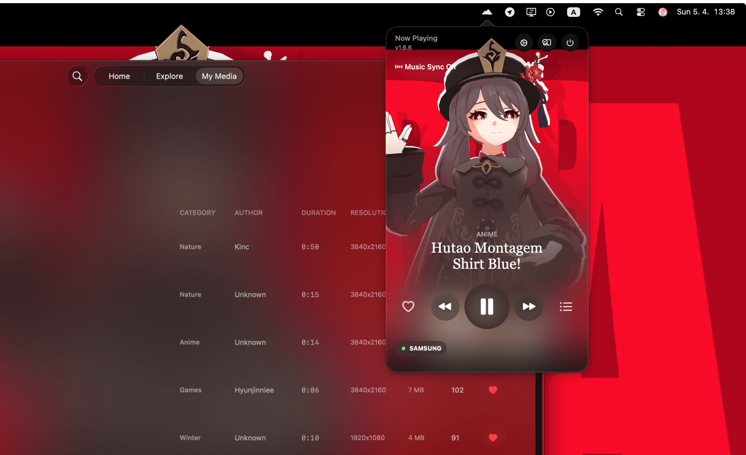 Close-up of the Wallper Menu Bar interface